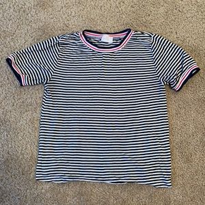 Navy and white striped top